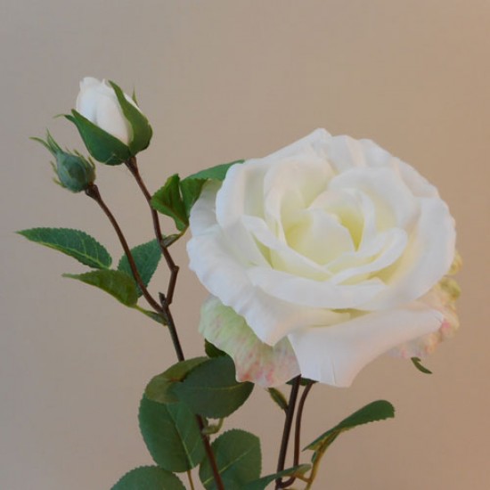 Rydal Artificial Rose Spray White 67cm - R114 O4