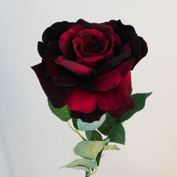 Luxury Velvet Artificial Rose Red and Burgundy 62cm - R015 