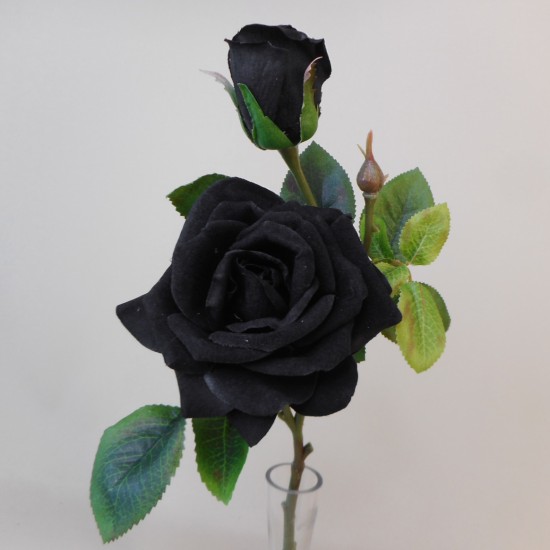 Velvet Rose Spray Vintage Black 45cm - R598 M4