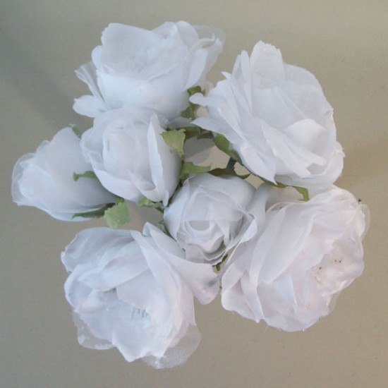 Vintage Artificial Roses Bouquet White 32cm - R886 S2