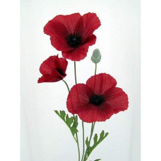 Silk Poppies Dark Red And Black Artificial Flowers