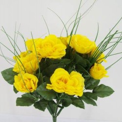 Artificial Roses Bush Yellow 40cm - R022 M1