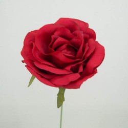 Silk Roses on Wire Stem Red 25cm - R036 O3