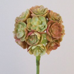 Artificial Succulents Ball on Stem Coral 44cm - S088 Q3
