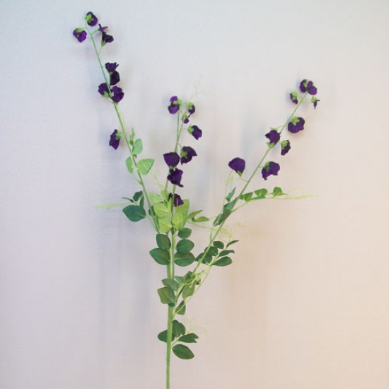 Extra Long Artificial Sweet Peas Stem Aubergine Purple Flowers - S113 Q1
