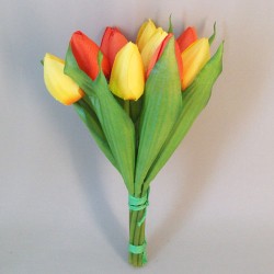 Artificial Tulips Bouquet Orange Yellow 25cm - T070 Q4