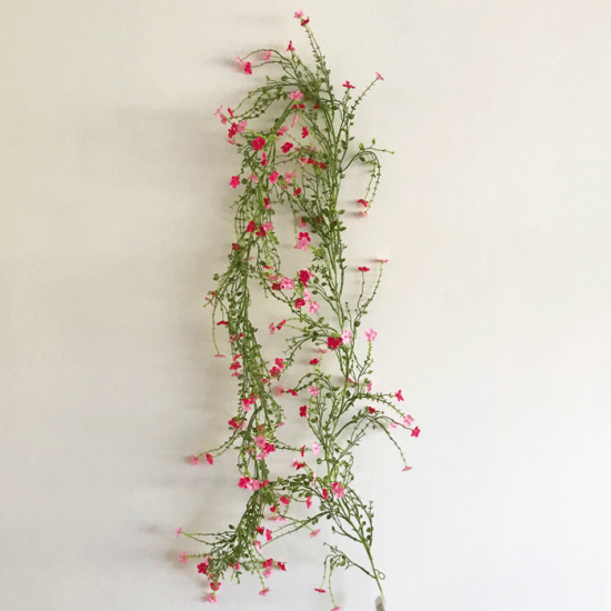 Artificial Wild Flowers Garland Pink 180cm - W055 JJ4