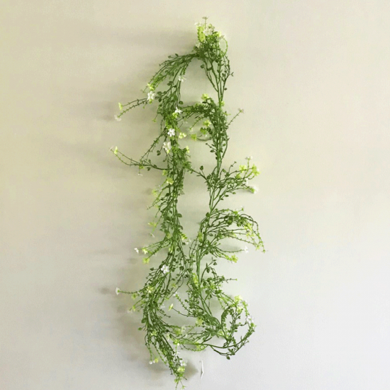 Artificial Wild Flowers Garland White Green 180cm - W057 FF4