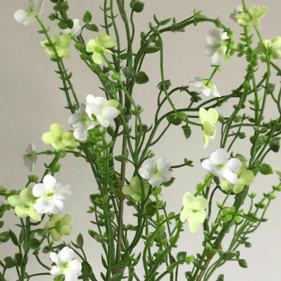 Artificial Wild Flowers Spray White Green 76cm - W050 FF3