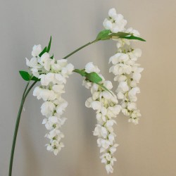 Fleur Artificial Wisteria Three White Flowers 88cm - W062