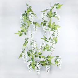 Artificial Flowers Cream Wisteria Garland 210cm - W043
