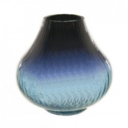Blue Crackle Glass Flower Vase 20cm *SECONDS* - GL093