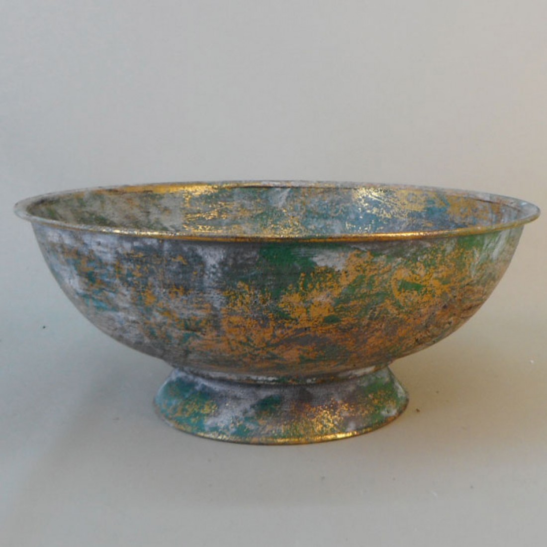 Brocante Metal Flower Bowl Verdigris | Vases and Containers