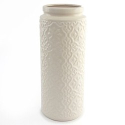Embossed Cream Gloss Vase 32cm - VS026 9C