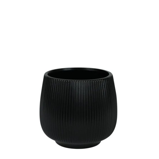 Lisbon Plant Pot Cover Matt Black 13cm - POT009 4E