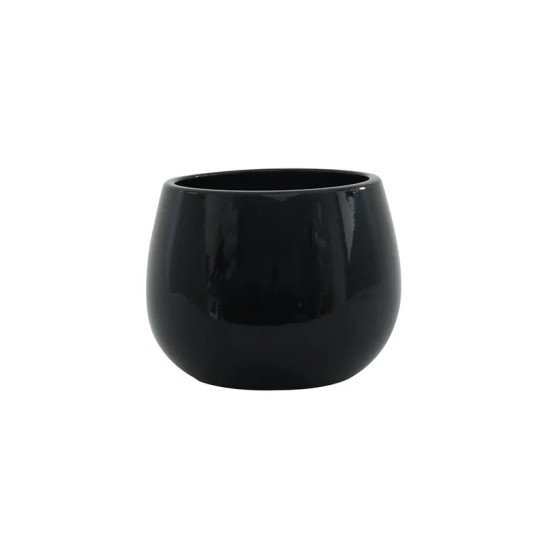 London Plant Pot Cover Black Gloss 11cm - POT012 7C