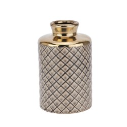 Seville Diamond Bottle Vase Grey Gold 22cm - LUX054 3D