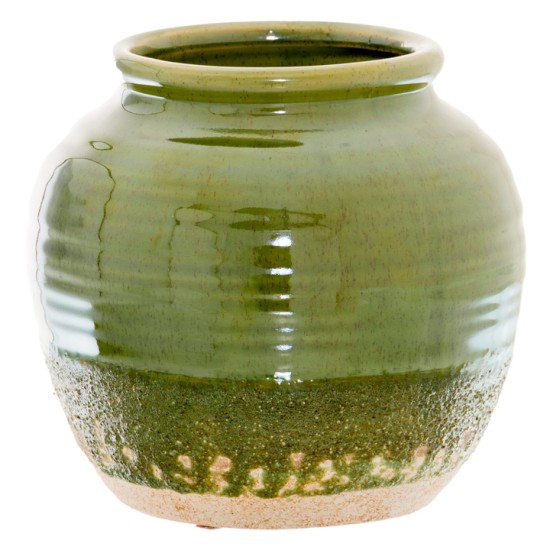 Seville Squat Vase Olive Green 17cm - LUX052 9E