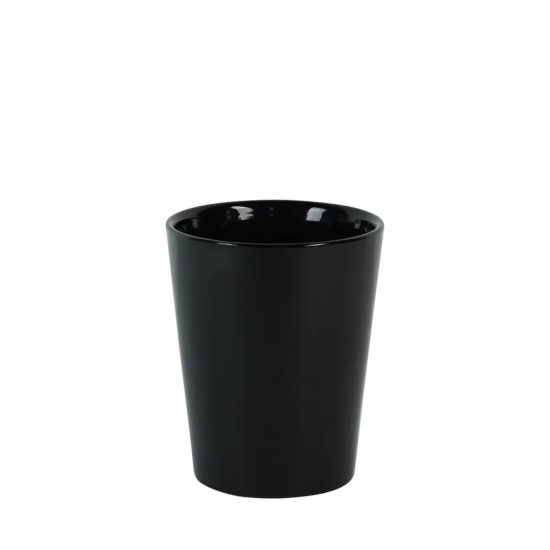 Vienna Ceramic Plant Pot Cover Black Gloss 12cm - POT022 5A