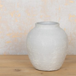 White Rustic Stone Vase 16cm - VS087