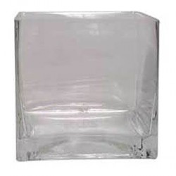10cm Clear Glass Cube Vase - GL001 3B