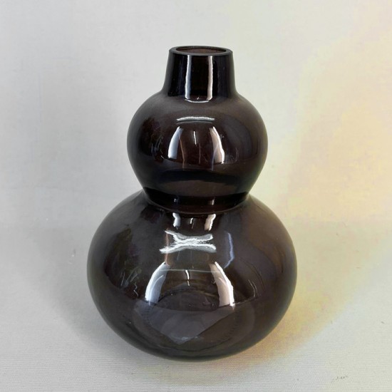 Bulbous Glass Vase Chocolate Brown 15cm - GL056 10C