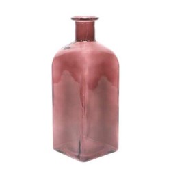 Square Glass Bottle Flower Vase Dusky Pink 29cm - GL023 6B