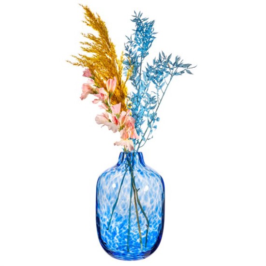 Large Blue Speckled Glass Vase 25cm - GL044 3C