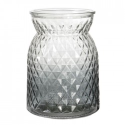 16cm Pressed Glass Flower Vase Grey - GL097