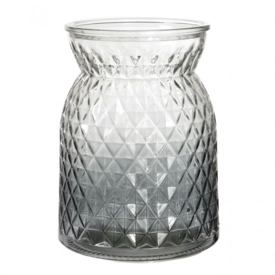 16cm Pressed Glass Flower Vase Grey - GL097 3D