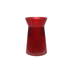 Ribbed Glass Astrid Hand Tied Vase Red 20cm - GL101 5D