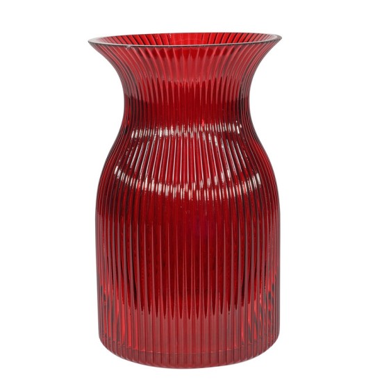 Ribbed Glass Astrid Vase Red 32cm - GL100 8A Ribbed Glass Astrid Vase Red 32cm - GL100 8A