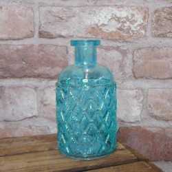 Romagna Bottle Flower Vase Blue 13cm - GL016 4C