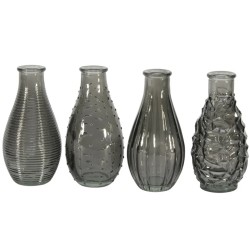 Set of 4 Glass Bud Vases Grey 14cm - GL059 9D