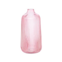 Tall Fluted Glass Vase Pink 21.5cm - GL006 10C