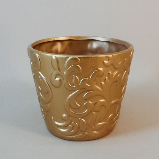 Ceramic Plant Pot Antique Gold - VS005 2D