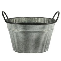 Zinc Trough Ribbed with Handles 25cm - TRO003 6E