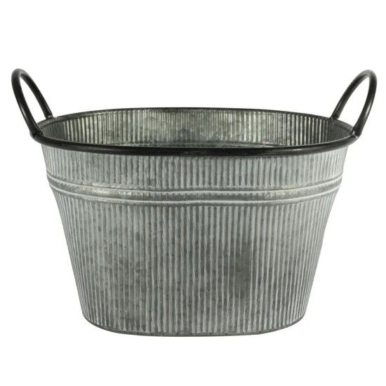 Zinc Trough Ribbed with Handles 25cm - TRO003 6E