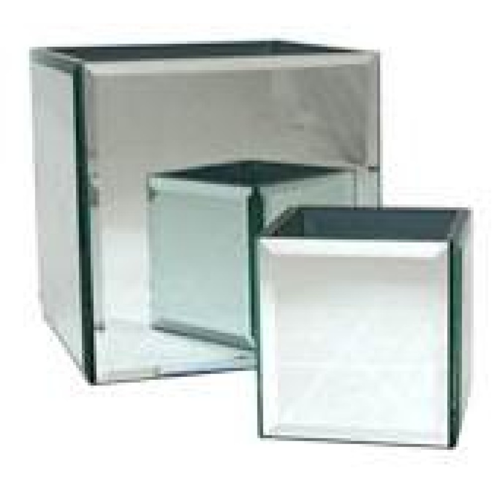 Bevelled Mirror Cube 12cm | Flower Vases