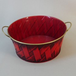 Red Lattice Tinware Dish - TIN012 6C