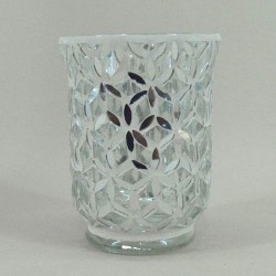 Silver Mosaic Hurricane Vase - CYL004 8E