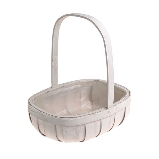 White Wood Trug Basket 28cm - BKT008 White Wood Trug Basket 28cm - BKT008