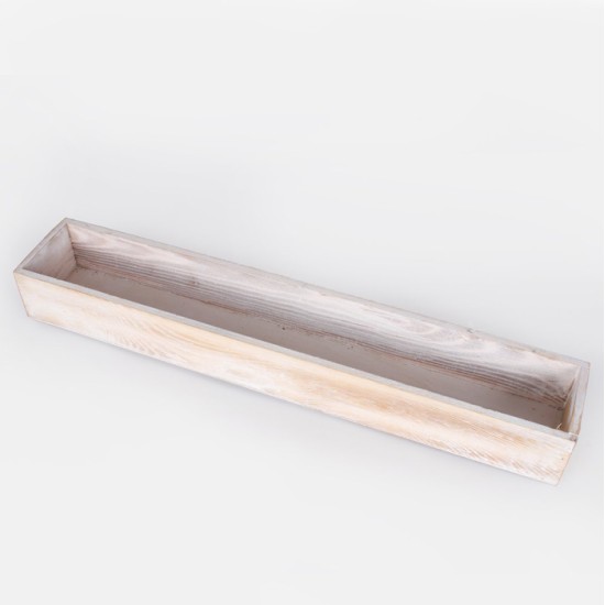 White Washed Wooden Trough 52cm -  BOX010 BC