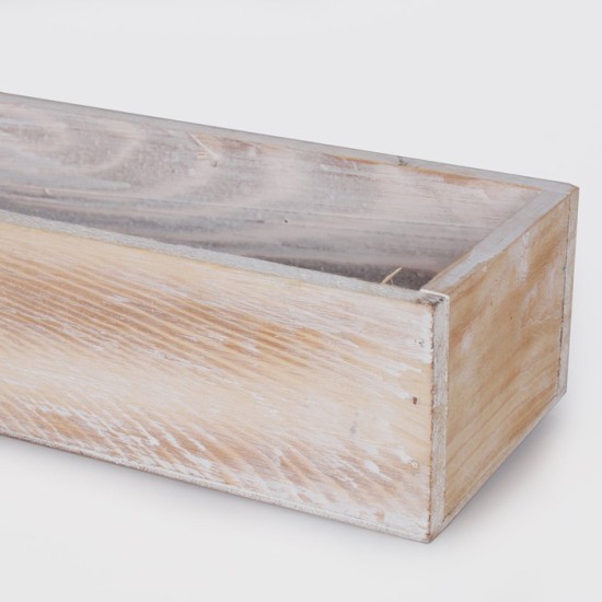 White Washed Wooden Trough 52cm -  BOX010 BC