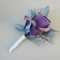 Aubergine Purple Eternity Rose Boutonniere Buttonhole - R246a