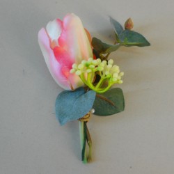 Bowness Faux Flowers Boutonniere Pink Tulip - BOW003