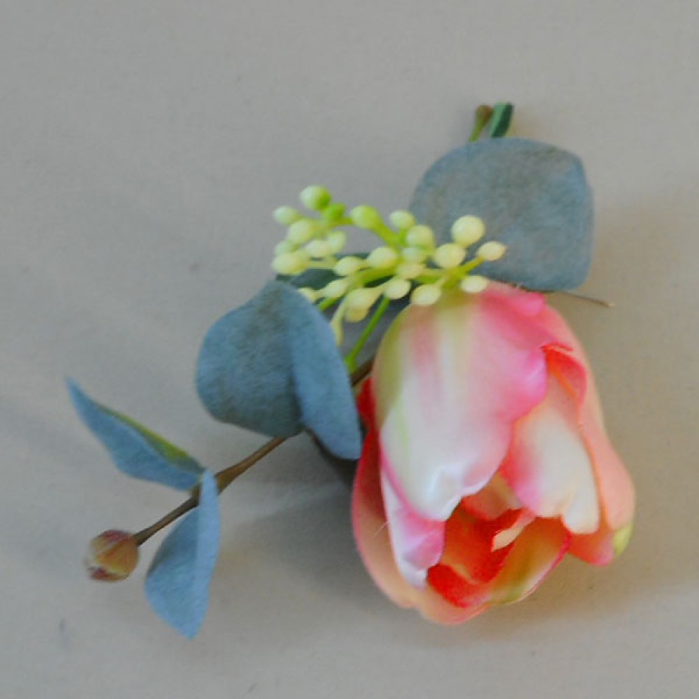 Bowness Faux Flowers Boutonniere Pink Tulip Artificial Wedding Flowers