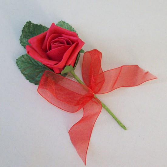 Colourfast Foam Rose Boutonniere Buttonhole Red - R675 M4