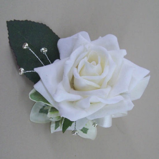 Cream Velvet Rose Boutonniere Buttonhole - BD027a