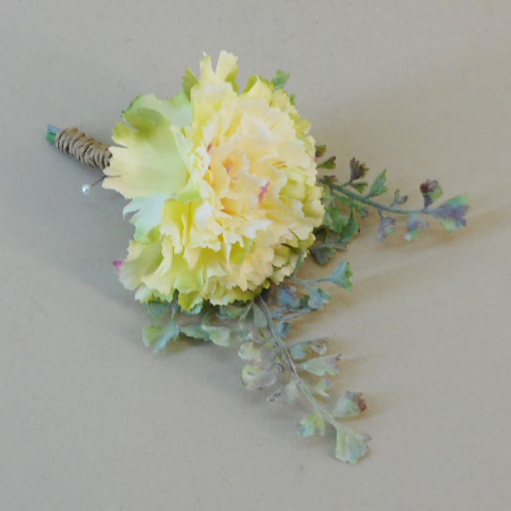 Honister Faux Flowers Boutonniere Green Carnation Artificial Wedding